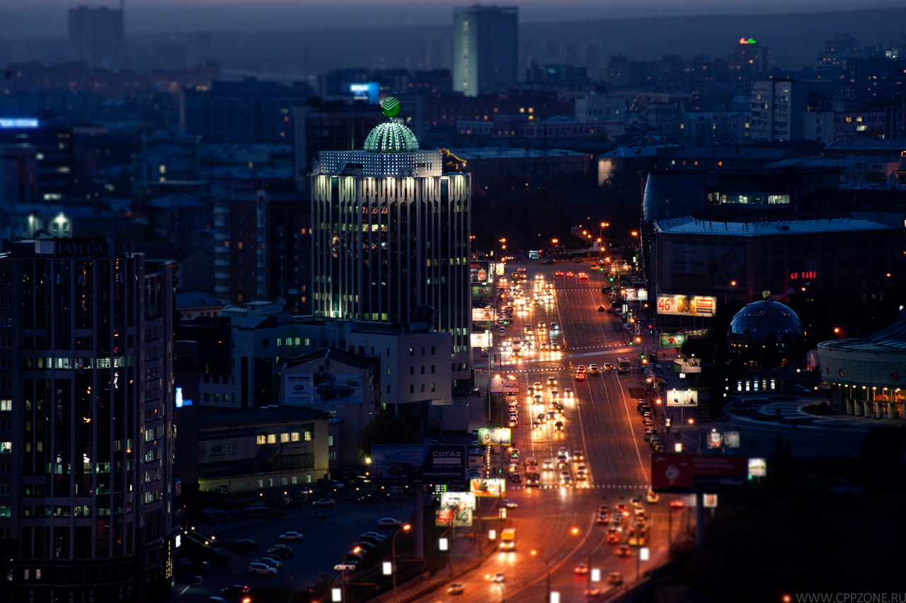 Город Новосибирск - Вид с крыши высотки на октябрьскую магистраль - Фотографии Новосибирска