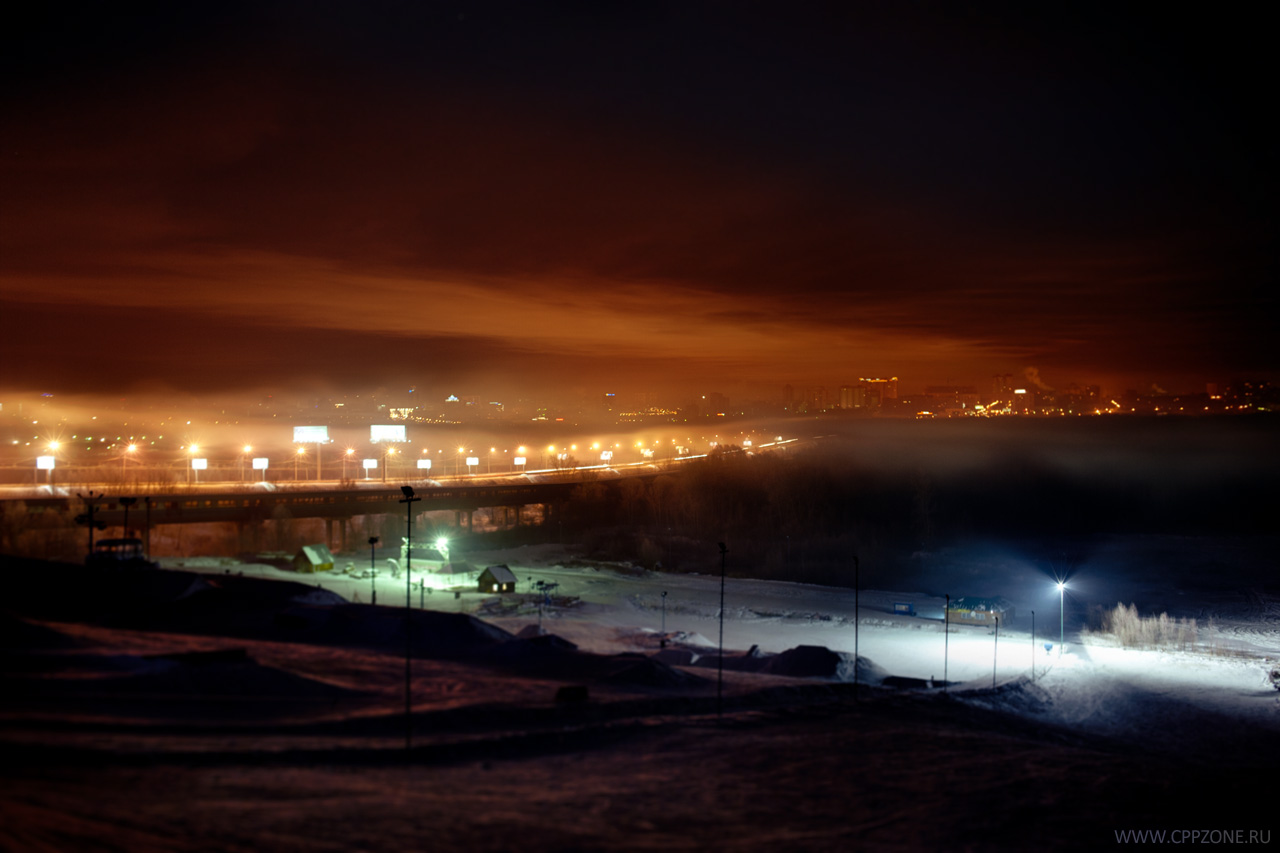 Город Новосибирск - Туман над ночным Новосибирском - Виды Новосибирска