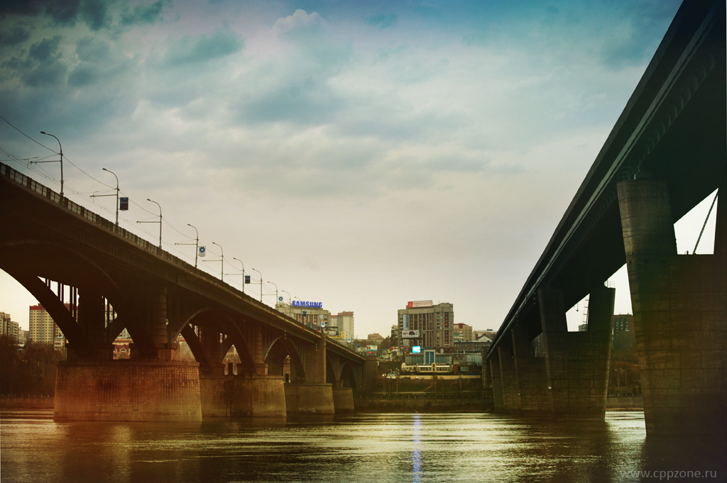 Город Новосибирск - Мосты Новосибирска. Вид на набережную - Фотографии Новосибирска