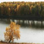Осенняя панорма на живописное озеро