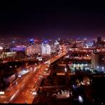Вид с крыши Бахетле (Короны) на Октябрьскую магистраль - Фотографии ночного Новосибирска